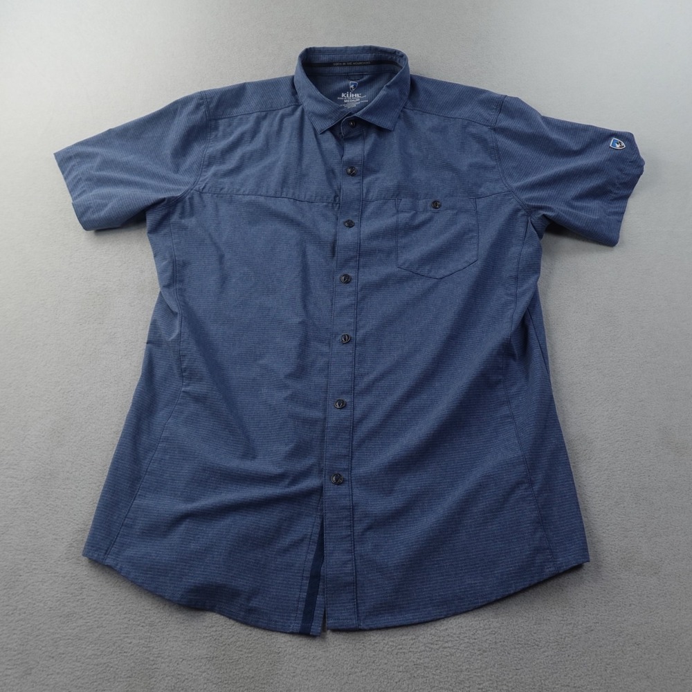 Kuhl Optimizr Shirt Mens M Endless Sea Blue UPF 40 Stretch Hiking 7316